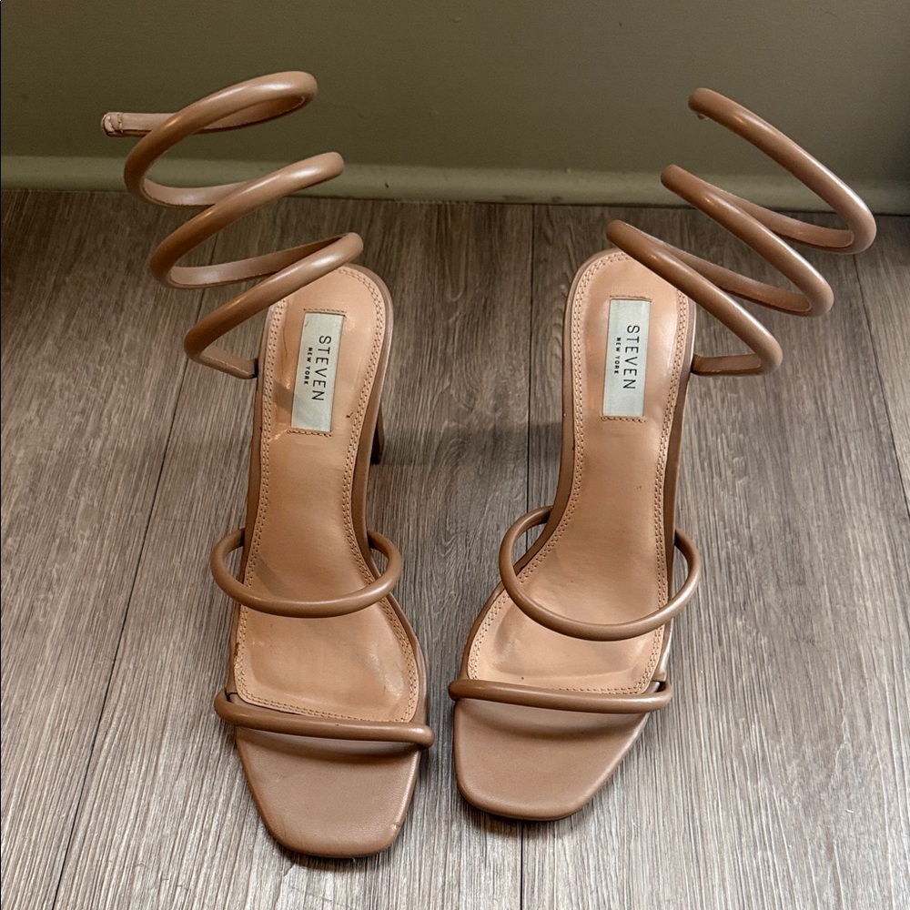 Steven By Steve Madden Brown Spiral Strap Heels